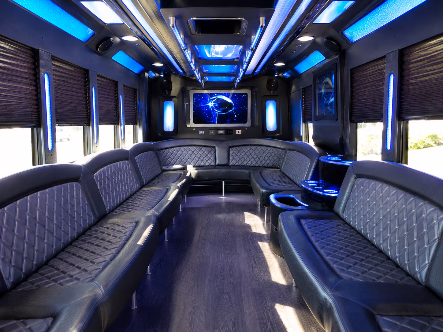 leander 28 passenger party bus inside