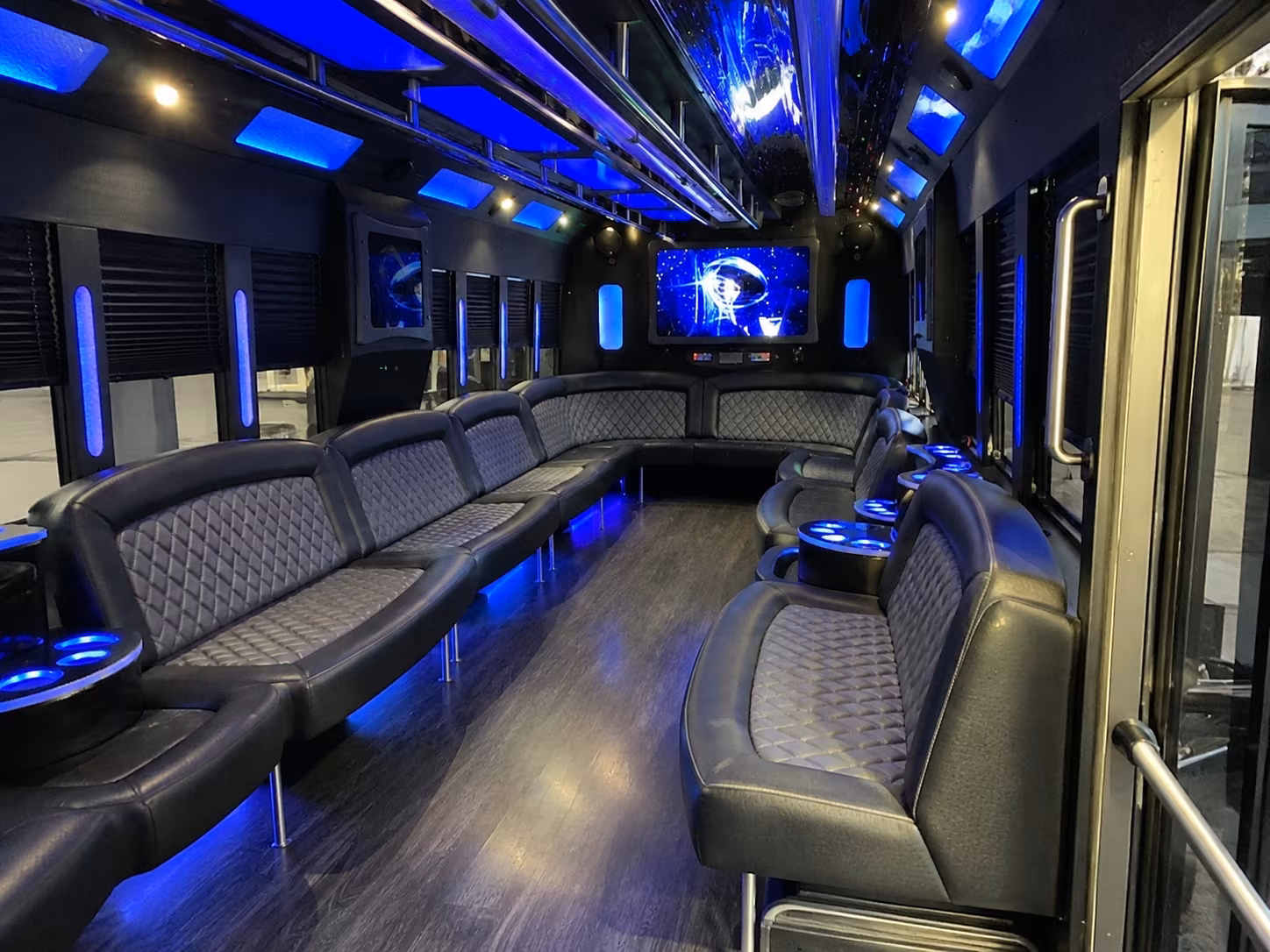 leander 28 passenger party bus interior
