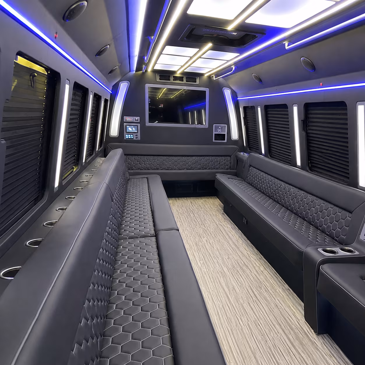leander 40 passenger party bus inside