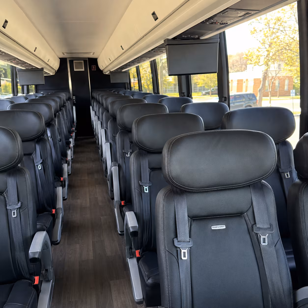 leander 45 passenger charter bus inside