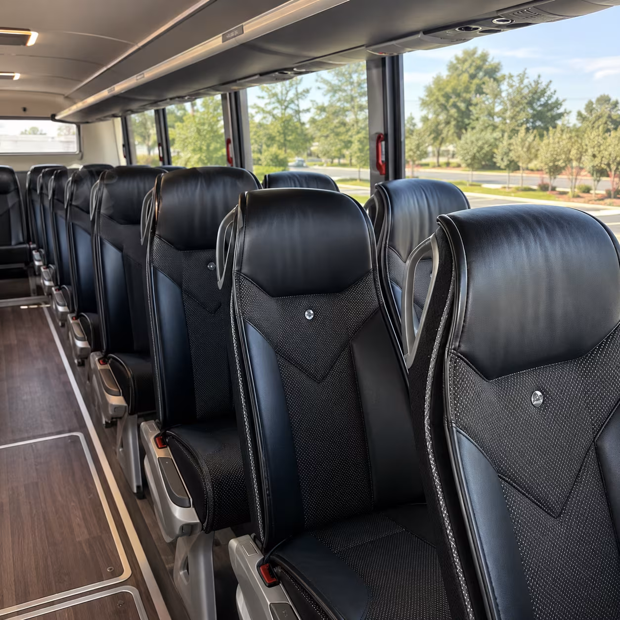 leander 45 passenger charter bus interior