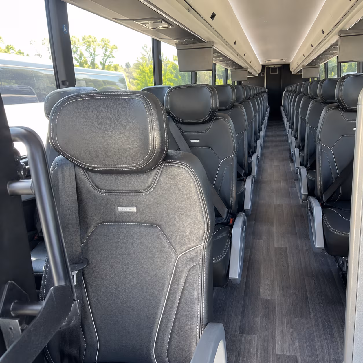 leander 47 passenger charter bus interior
