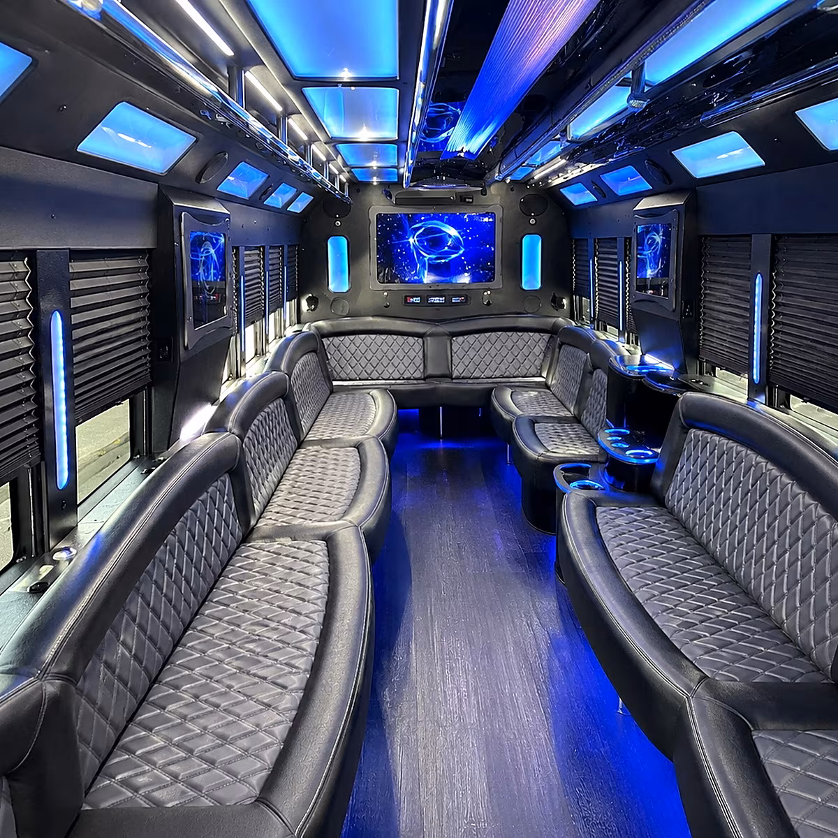 leander 50 passenger party bus interior