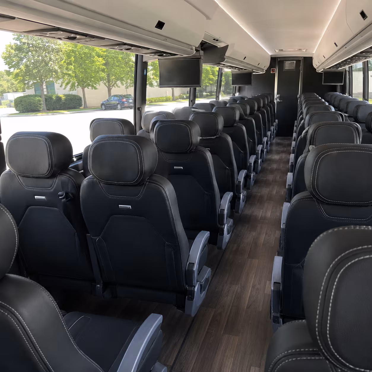 leander 56 passenger charter bus interior